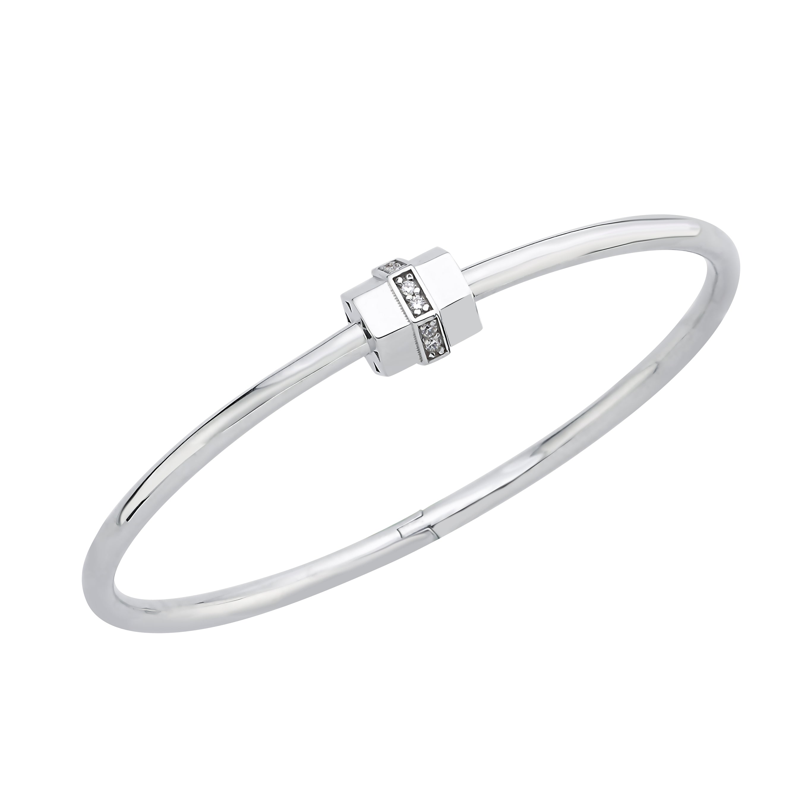 Pırlanta Detaylı Beyaz Altın Bullet Kelepçe