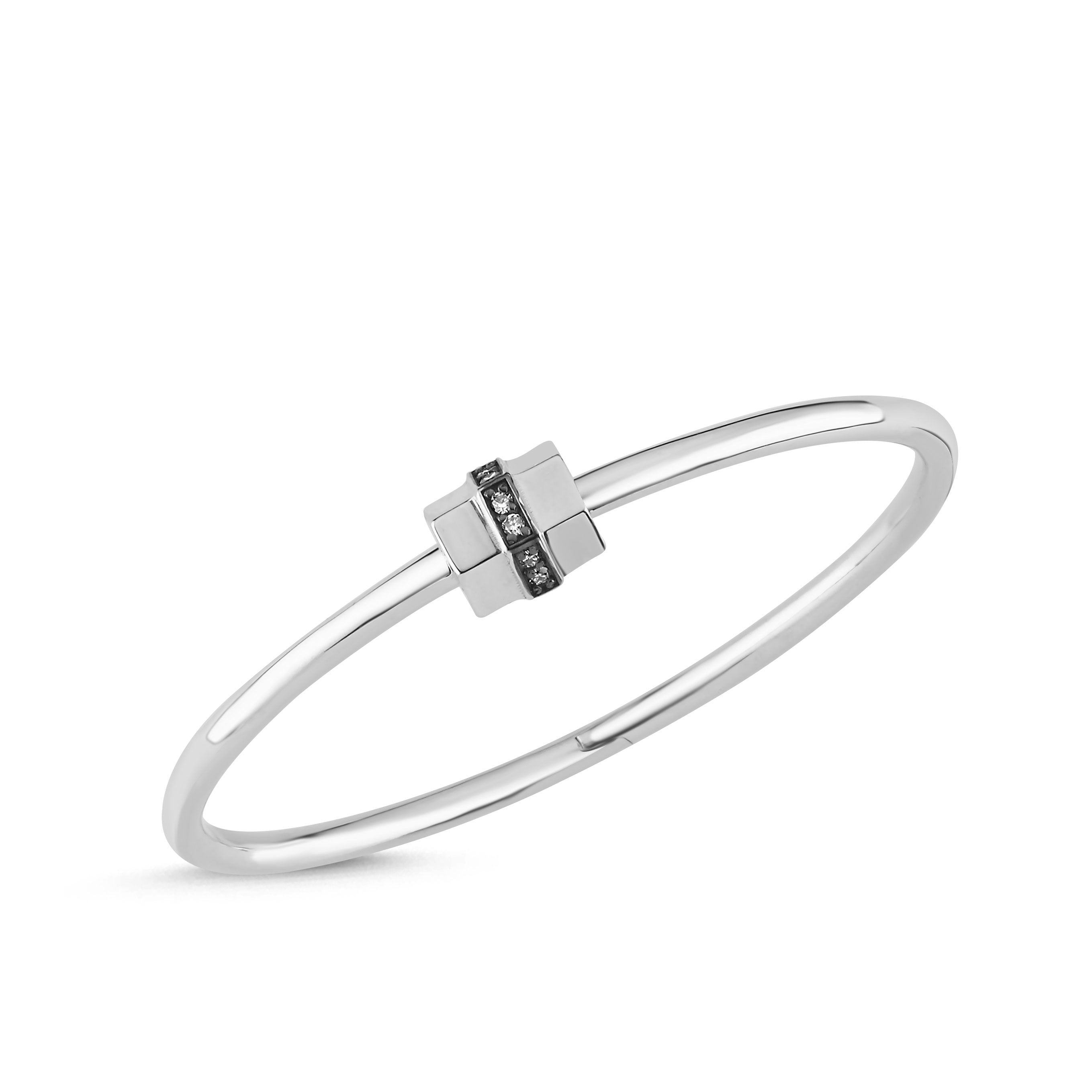 Pırlanta Detaylı Beyaz Altın Bullet Kelepçe