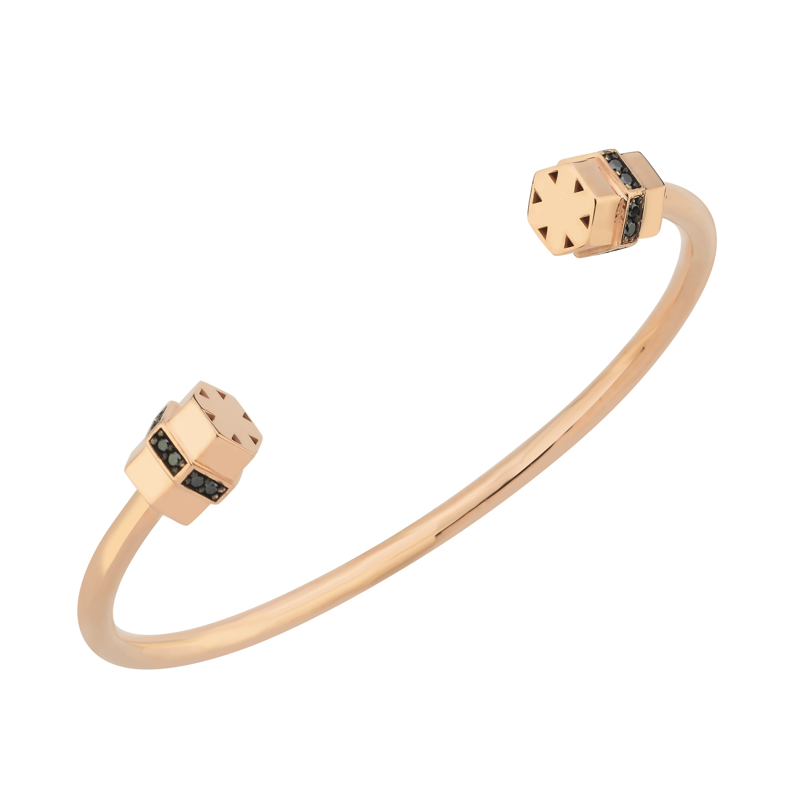 Pırlanta Detaylı Rose Altın Bullet Açık Kelepçe