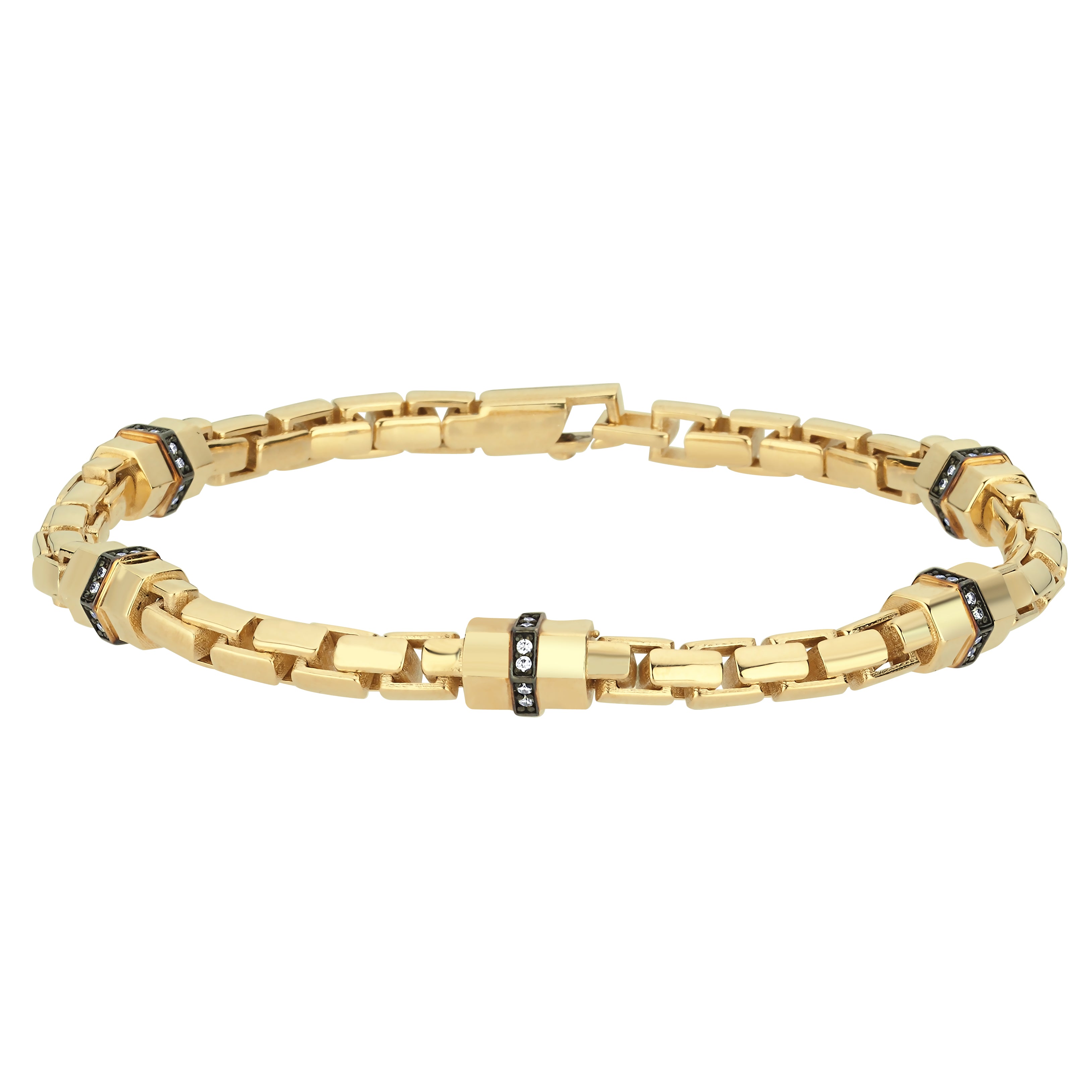 Pırlanta Detaylı Sarı Altın Bullet Bileklik