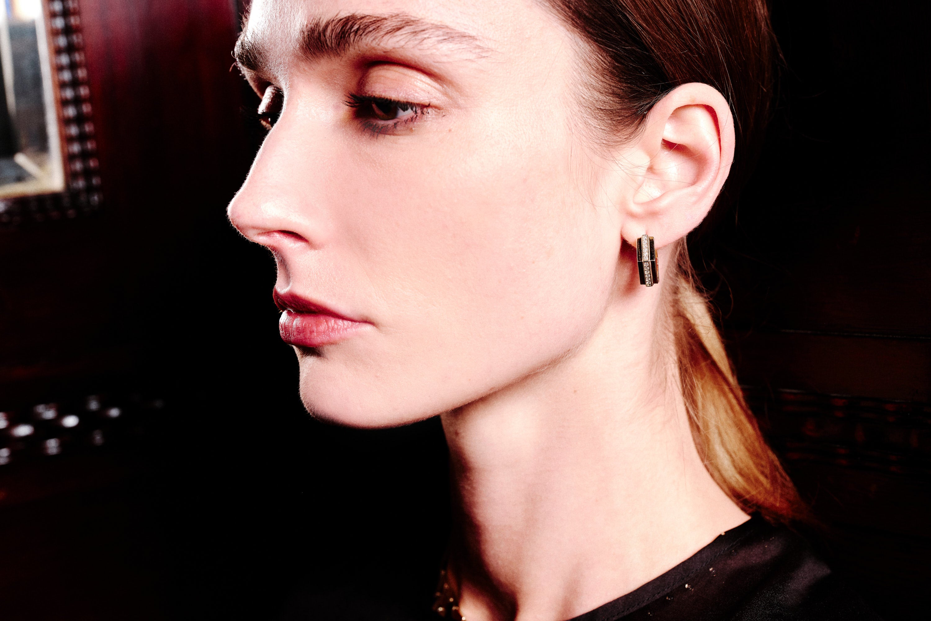 Geometric Black Spark Earrings
