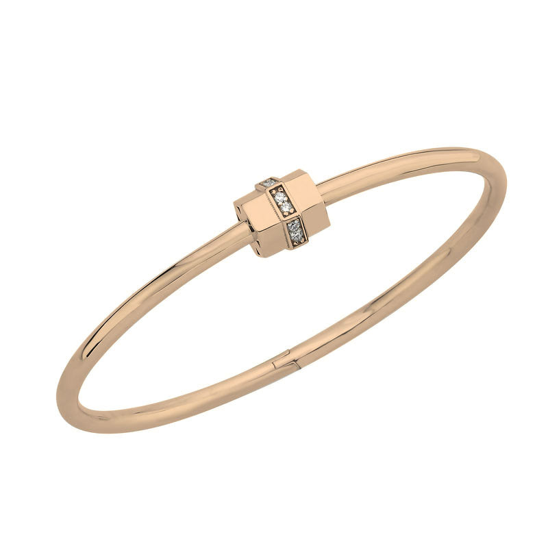 Pırlanta Detaylı Rose Altın Bullet Kelepçe