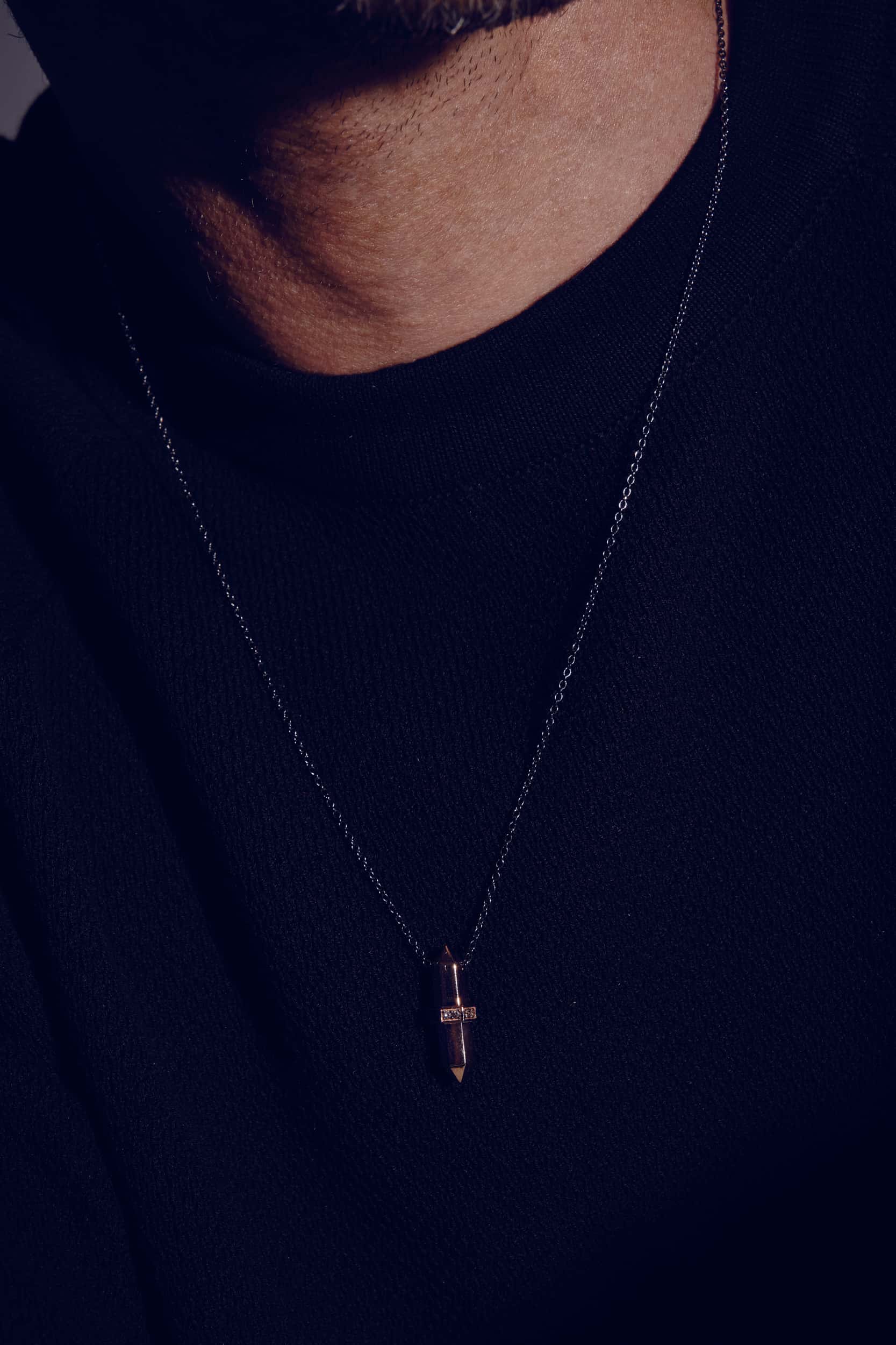 Rose Altın Pırlantalı Bullet Kolye