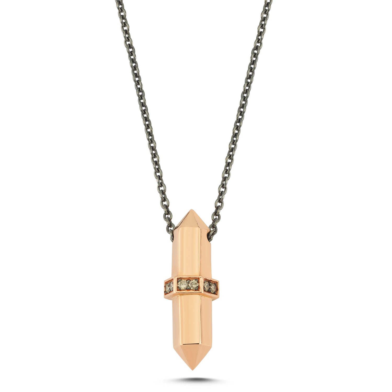 Rose Altın Pırlantalı Bullet Kolye