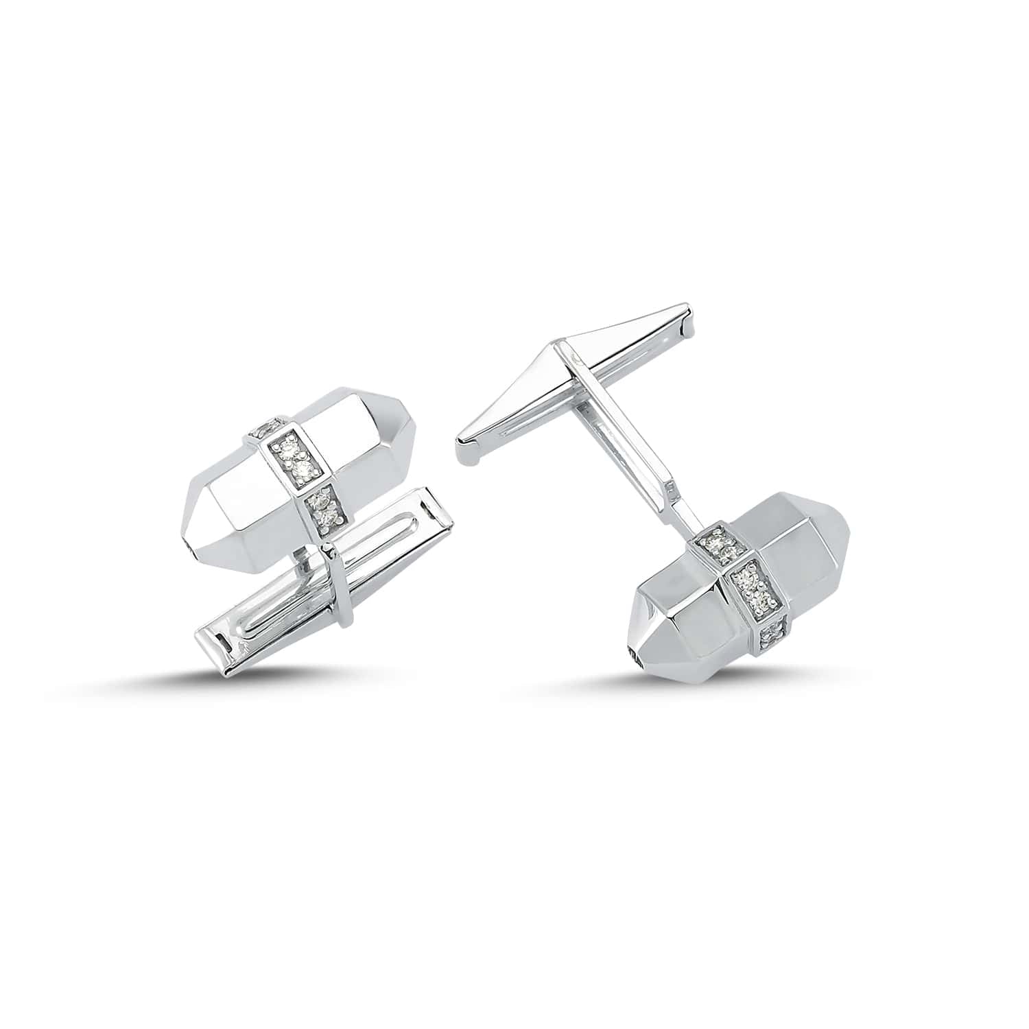 Beyaz Altın Bullet Kol Düğmesi