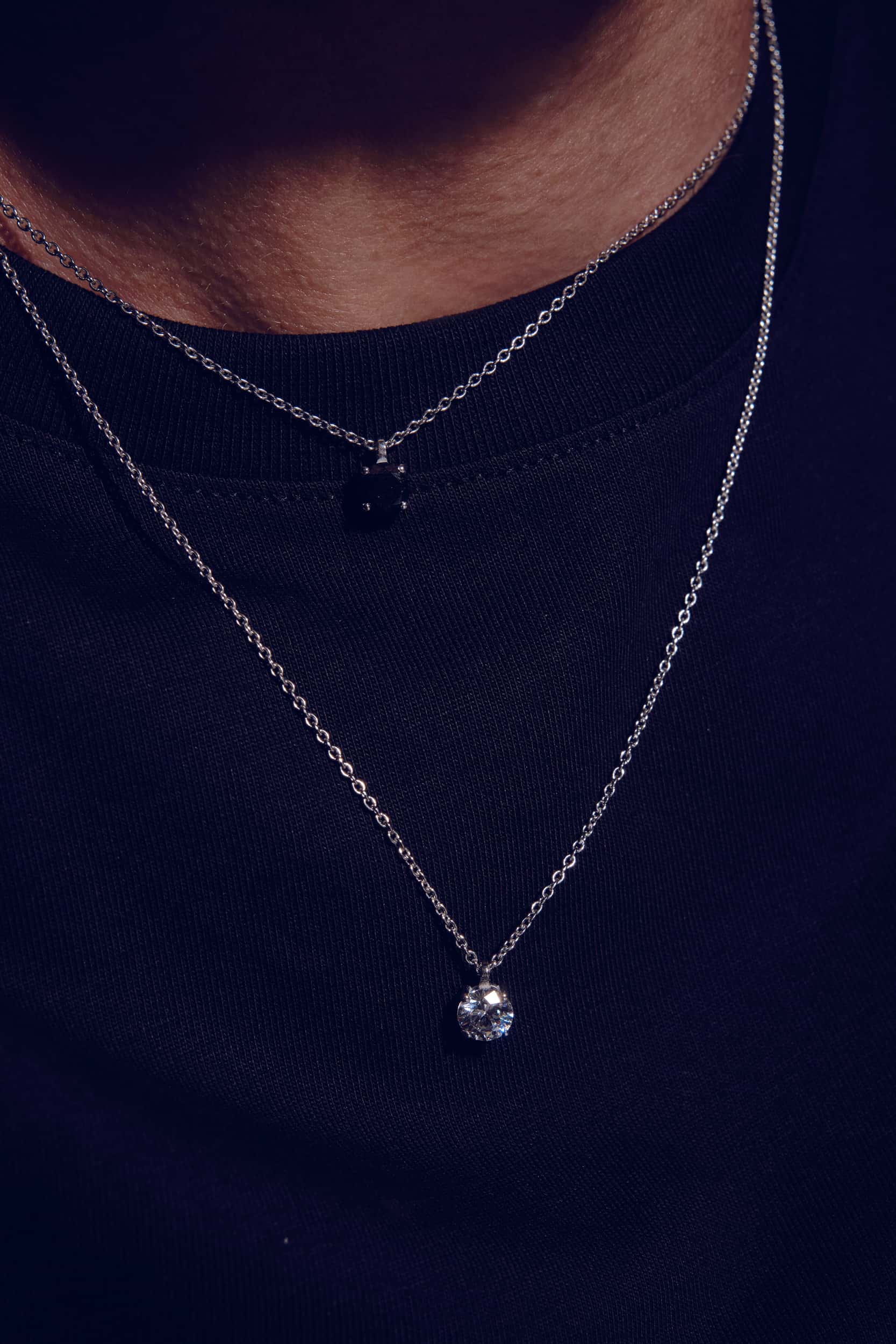 Solitaire Siyah Tek Taş Kolye