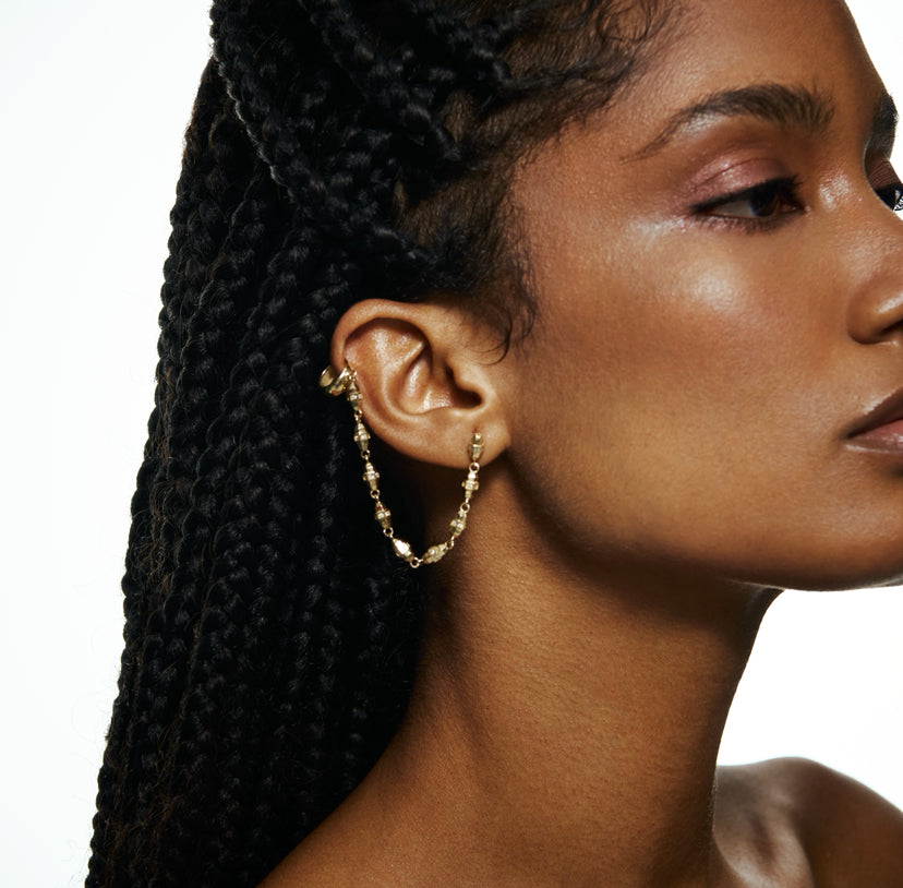 Bulletproof Cuff Detaylı Uzun Zincir Küpe