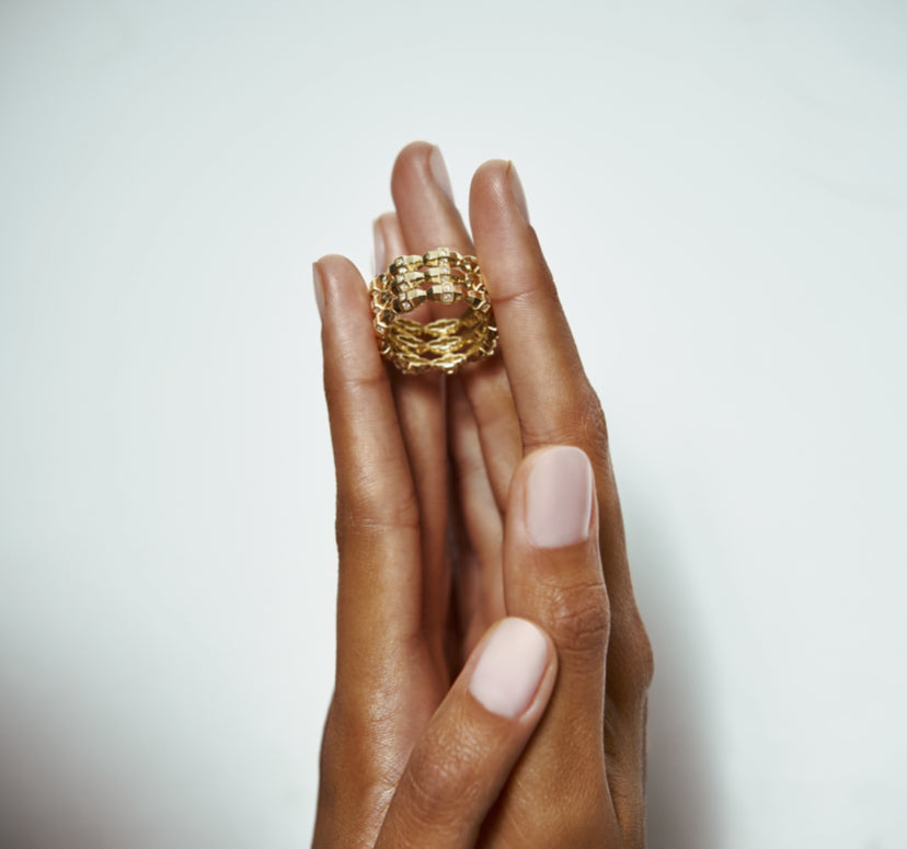 Bulletproof Üçlü Tamtur Pırlantalı Yüzük