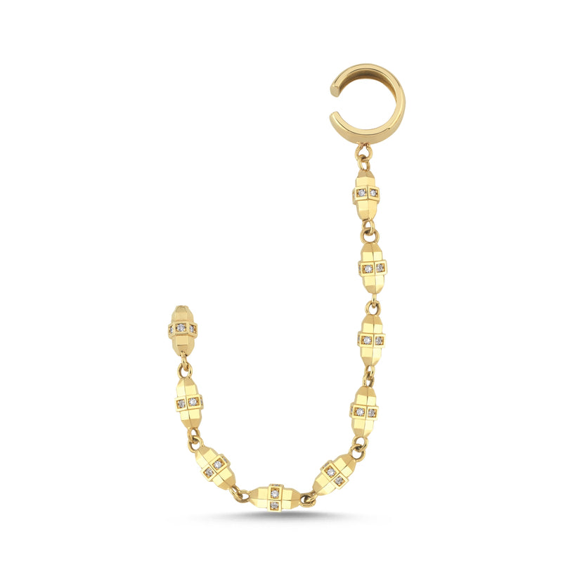 Bulletproof Cuff Detaylı Uzun Zincir Küpe